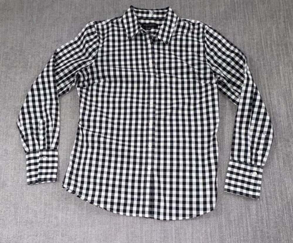 Banana Republic Riley Tailored Fit Shirt Size 6 Black White Gingham